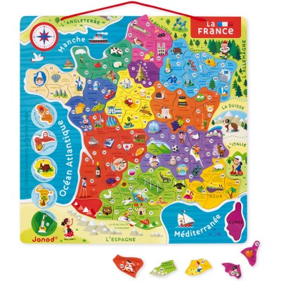 Puzzle carte de France - Puzzle régions de France magnétique - Janod