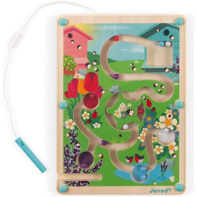 Labyrinthe magnétique avec billes - Jeu en bois pour enfant - Janod