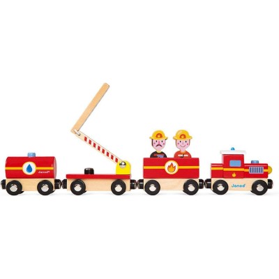 Train Pompiers Story - bois - : Caserne & véhicules de Pompiers - Janod