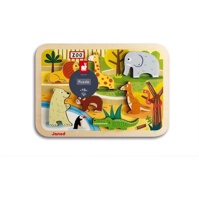 Chunky Puzzle Zoo 7 pièces : Puzzles en bois premier âge - Janod