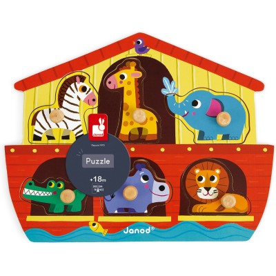Puzzle Arche de Noé 6 pièces : Puzzles en bois premier âge - Janod