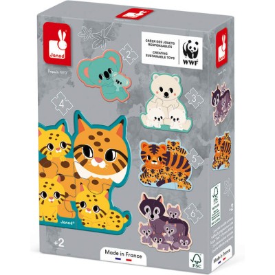 Puzzles évolutifs Animaux 26 pièces - Partenariat Wwf : Puzzles 20 à 49 pièces - Janod