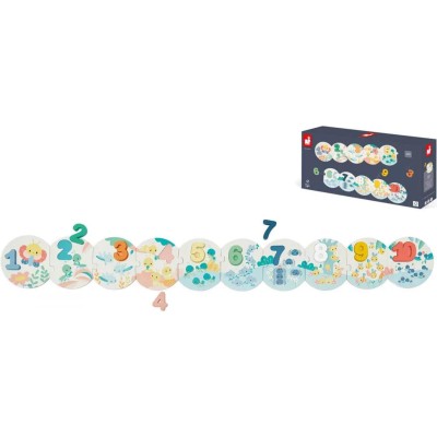 Puzzle Chiffres bébé - Motricité, nombres animaux - Janod