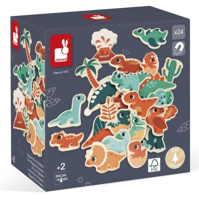 Jeu Magnets dinosaures - Magnets dino bois pour tableau enfant 2 ans - Janod