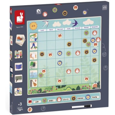 Tableau organisation famille - Tableau pour enfant : Calendrier aimanté - Janod