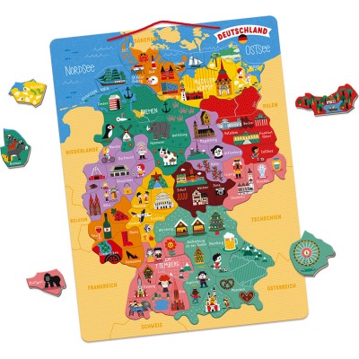 Puzzle Carte d'Allemagne Magnétique - bois - : Puzzles magnétiques - Janod