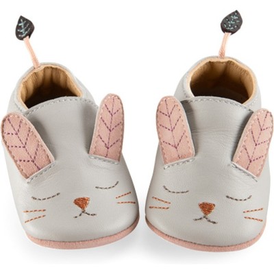 Chaussons cuir lapin gris Après la pluie 18/24 m - Moulin Roty