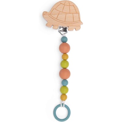 Attache-tétine bois et silicone Trois petits lapins - Trois petits lapins - Moulin Roty