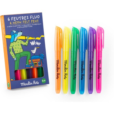 6 feutres fluo Les Loufoques - Les Loufoques - Moulin Roty
