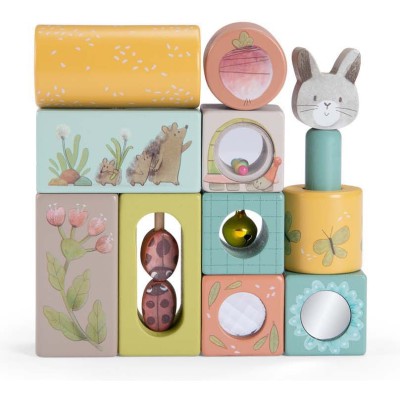 Cubes d'activités Trois petits lapins - Jouet en bois - Trois petits lapins - Moulin Roty