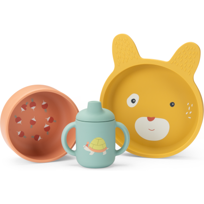 Set vaisselle silicone Trois Petits Lapins - Trois petits lapins - Moulin Roty