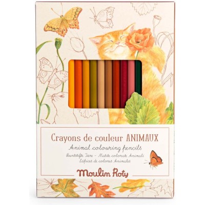 Crayons de couleur + cartes Animaux - Le jardin du moulin - Moulin Roty