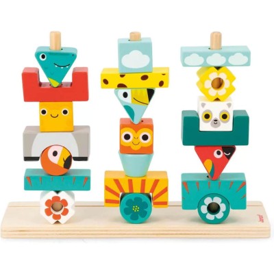Jeu éducatif en bois - Jeu totem mémoire couleurs, enfant 3 ans - Janod