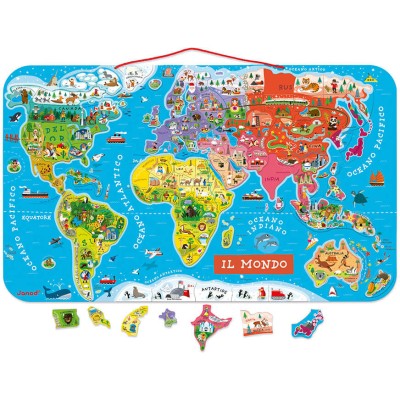 Puzzle Carte Monde Magnétique 92 pièces Italien : Puzzles magnétiques - Janod