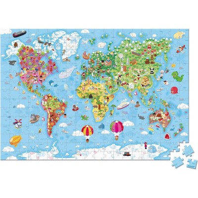Valisette Puzzle Géant Carte du Monde - 300 pcs - Janod