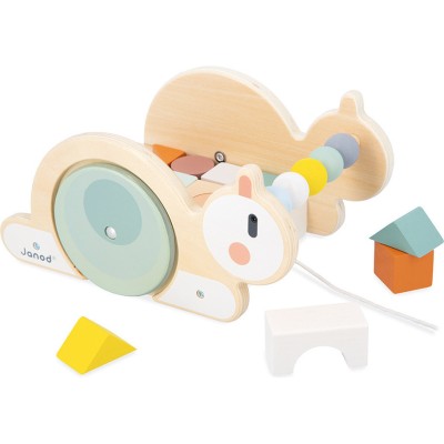 Chariot de Cubes Escargot Sweet Cocoon : Jouets à promener & à pousser - Janod