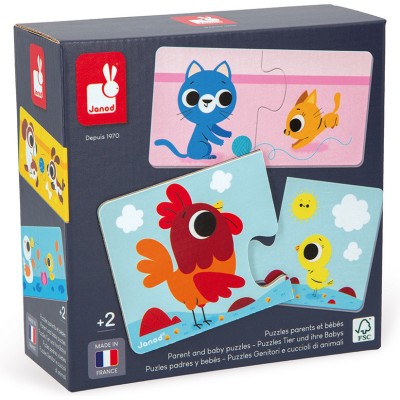 Puzzle Parents et bébé animaux - Puzzle éducatif enfant - Janod