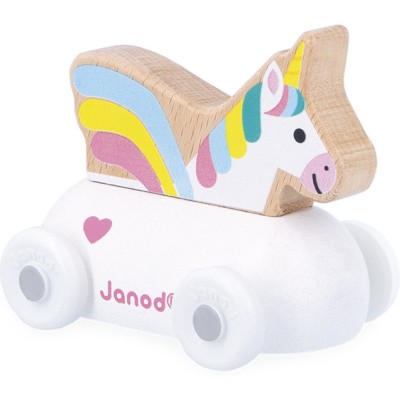 Véhicule roulant licorne blanche Cross Roads - Voiture en bois - Janod