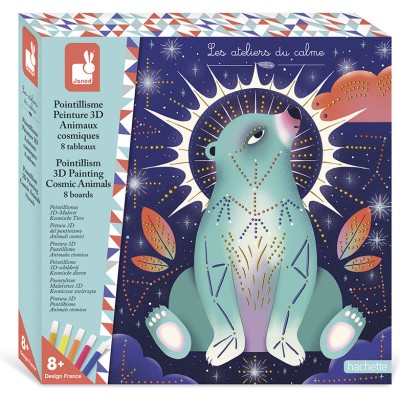 Kit Créatif - Pointillisme Peinture 3D Animaux Cosmiques : Peinture par numéro & coloriage - Janod