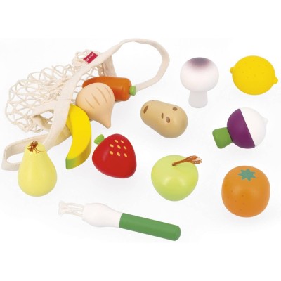 Set 12 Fruits et Légumes Filet Mamie Soleil : Cuisines, dinettes & marchandes - Janod