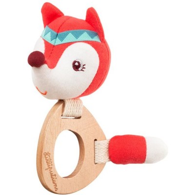 Hochet en bois Fsc et coton organique Alice la renarde - Lilliputiens