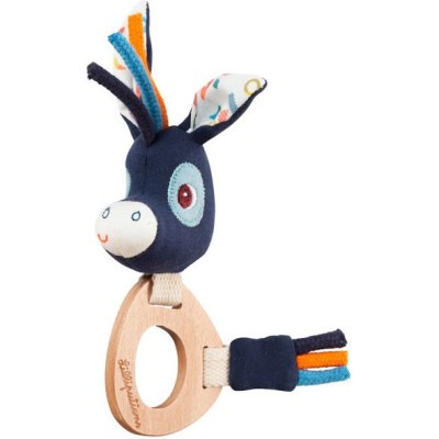 Hochet en bois Fsc et coton organique Ignace l'âne - Lilliputiens