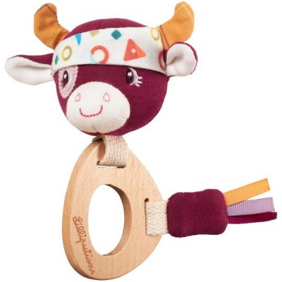 Hochet en bois Fsc et coton organique Rosalie la vache - Lilliputiens