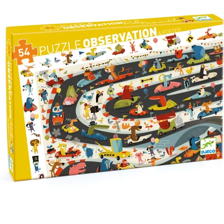 Puzzle Observation : Rallye Automobile – 54 Pièces - Jeux enfants - Djeco