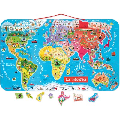 Puzzle carte du monde magnétique - Planisphère aimanté enfant - Janod