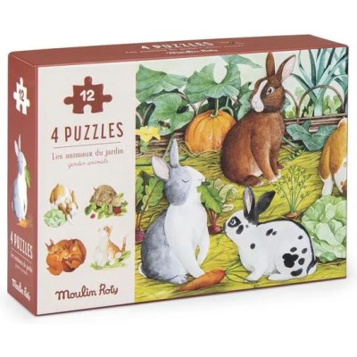 4 mini puzzles des animaux - Moulin Roty - Le jardin du moulin