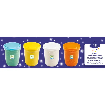Pâte à modeler : 4 pots de pâte à modeler pailletée - Djeco