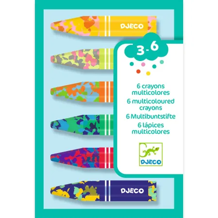 6 crayons multicolores pour les enfant de 3 à 6 ans - Djeco