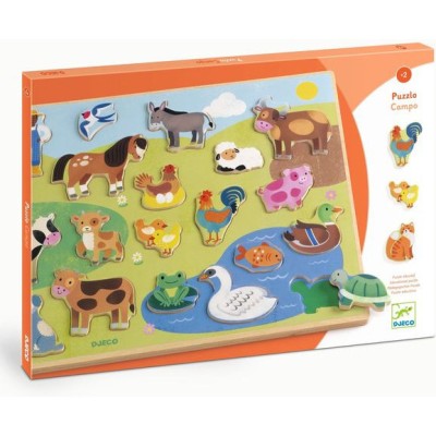 Puzzle 22 pièces en bois : puzzlo campo - djeco