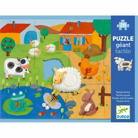 Puzzle Tactilo Animaux Ferme Enfant - Dès 3 Ans - Djeco