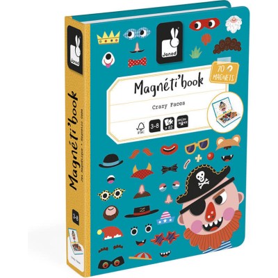 Magnéti'book Crazy Faces garçon, 70 magnets : Jeux éducatifs magnétiques - Janod