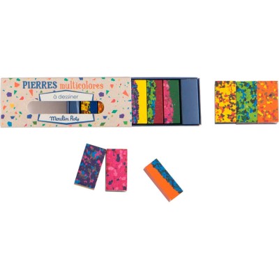 Boîte de 6 Pierres de Cire à Dessiner Les Petites Merveilles - Moulin Roty