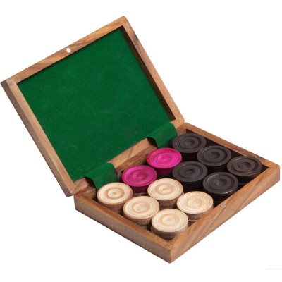 Boite en bois de pions de Carrom "Break To Finish" - Jeux classiques