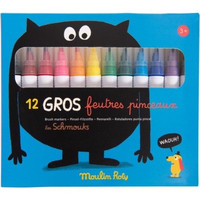 12 gros feutres pinceaux Les Schmouks - Moulin Roty