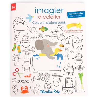 Imagier à colorier et stickers Les Popipop - Moulin Roty