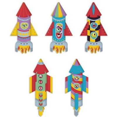 Kit Créatif - 10 Fusées en Papier à Créer : Créations 3D - Janod