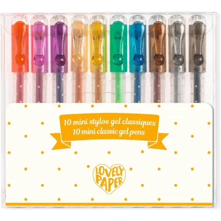 10 Mini Stylos Gel Classique Lovely Paper - Djeco