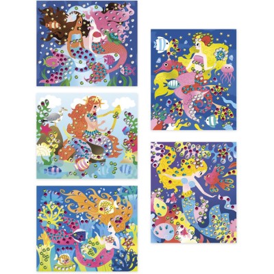 Coffret créatif Sequins à coller enfant - Thème Sirènes - Janod