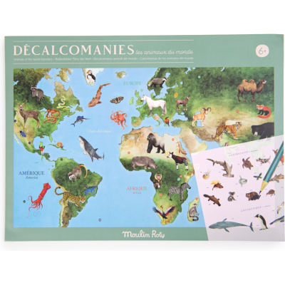 Mappemonde avec décalcomanies Tout Autour du Mon - Moulin Roty