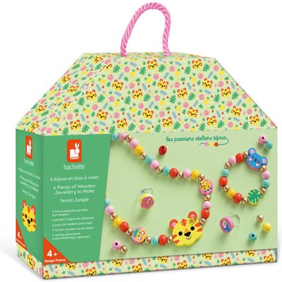 4 Bijoux En Bois Créer - Secret Jungle : Collection "Les Ateliers Bijoux" & Perles - Janod