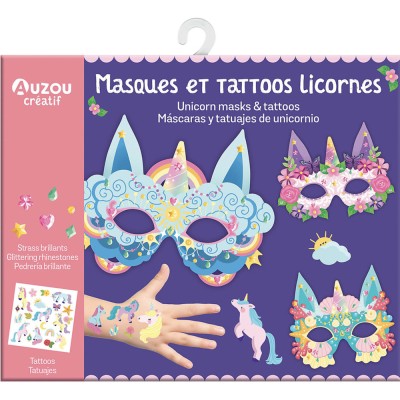 Ma pochette d'artiste - Masques et tattoos licornes - Activités et loisirs créatifs - Auzou