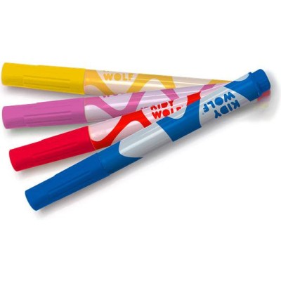 Marqueurs fluorescents - Bleu, rouge, violet, jaune - Kidywolf
