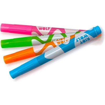 Marqueurs fluorescents - Vert, orange, bleu et rose - Kidywolf