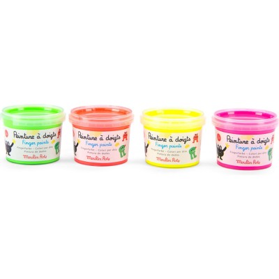 Peinture au doigt - Fluo 4x100g - Les Schmouks - Coloriage & Peinture - Moulin Roty