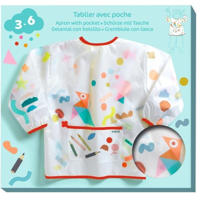 Tablier avec poche - gommettes et crayons - djeco