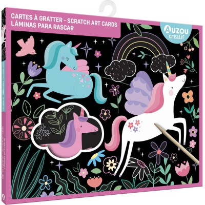 Ma pochette d'artiste - Mes cartes à gratter licornes - Activités et loisirs créatifs - Auzou